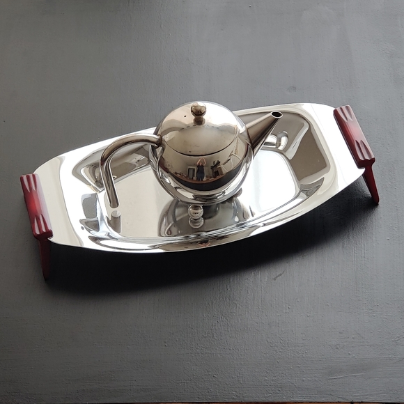 MCM | GloHill serving tray with their signature red bakelite handles - Picture 8 of 10